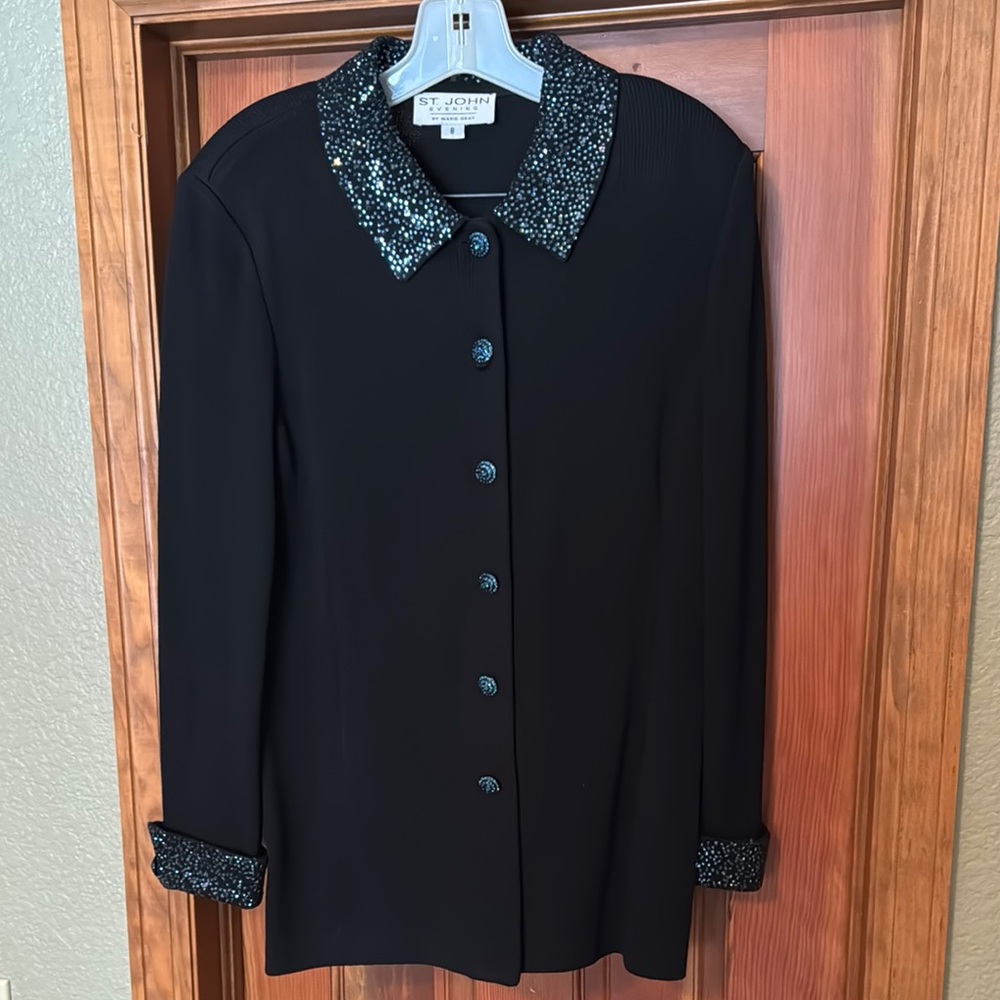 St. John Black Jacket with Sequin Details